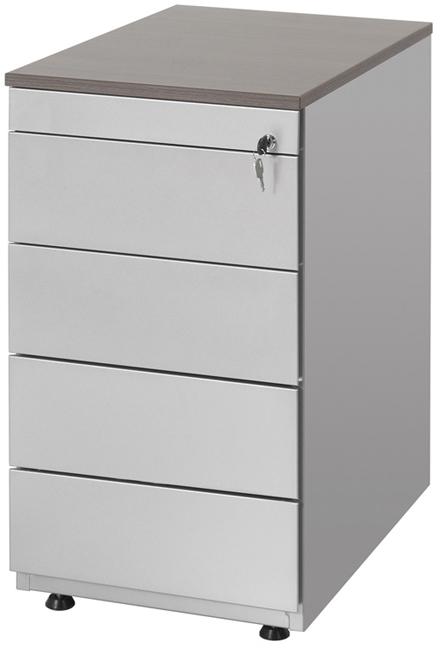 Caisson de bureau avec 2 tiroirs plumiers et 2 tiroirs de rangement - blanc  et anthracite