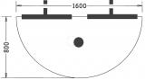 Halfronde aanbouwblad Double-T - 80x160cm