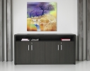 Dressoir STRATEO - H89 x L168 x P42 cm - Chêne anthracite
