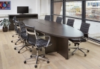 Table de réunion STRATEO - Ellipse - L420 x 138 cm - Chêne anthracite