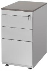 Caisson hauteur bureau avec 3 tiroirs (incl. plumier) Alu