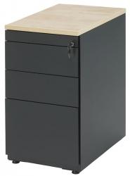 Caisson hauteur bureau avec 3 tiroirs (incl. plumier) Alu