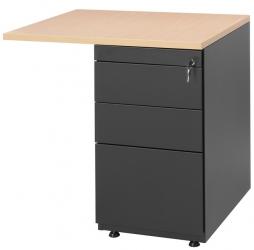 Retour sur caisson hauteur bureau - 80x60cm avec caisson 3 tiroirs