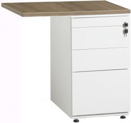 Retour sur caisson hauteur bureau - 80x60cm avec caisson 3 tiroirs