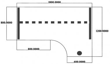 Wingbureau Double-T zijde rechts - 180x120cm