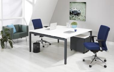 Table de réunion/Bureau Quartet Anthracite - 160x160cm