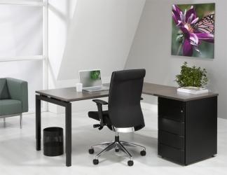 Bureau en L avec caisson Quartet Anthracite - 180/80 x 160/60cm