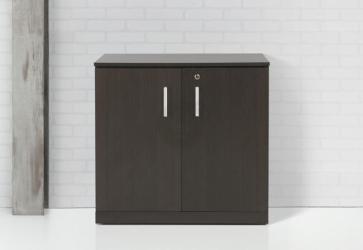 Armoire basse STRATEO - H85 x L90 x P42 cm - Chêne anthracite