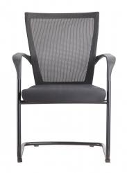 Chaise de réunion 604ZZ, assise tissu noir et dos résille noire