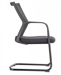 Chaise de réunion 604ZZ, assise tissu noir et dos résille noire