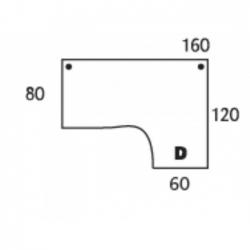 Rechtse Top blad 160 x 120cm