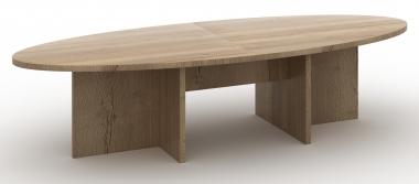 Table de réunion STRATEO - Ellipse - L320 x 120 cm - Chêne Halifax