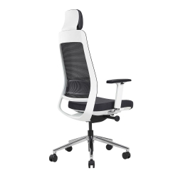 Fairfax Blanc - Chaise de bureau haut dossier avec appui-tête