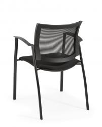 Chaise de réunion 802, assise en tissu noir et dos en résille noire