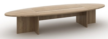 Table de réunion STRATEO - Ellipse - L420 x 138 cm - Chêne Halifax