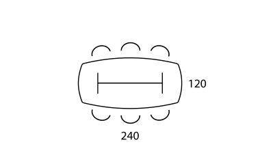Table de réunion ovale Double-T - 240x120cm