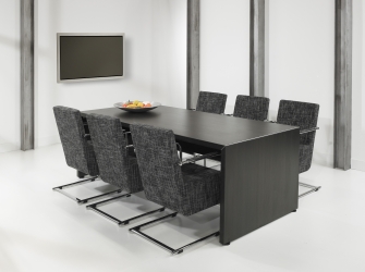 STRATEO vergadertafel - B220 x D100 cm - Antraciet Eik