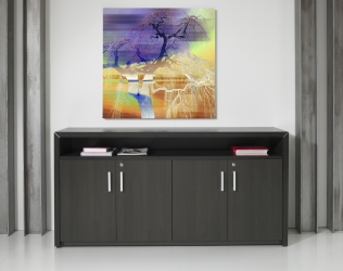 Dressoir STRATEO - H89 x L168 x P42 cm - Chêne anthracite