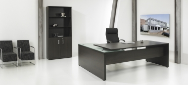 STRATEO directiebureau - B230 x D172 cm - Antraciet Eik