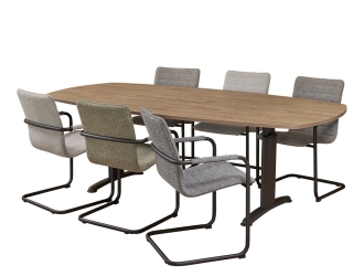 Table de réunion ovale Double-T - 240x120cm