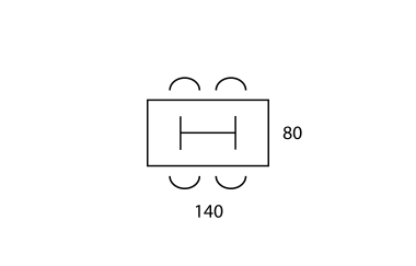 Table haute pieds V - 140x80 cm