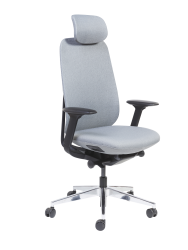 Pullman - Siège de bureau haut dossier avec têtière - Tissu gris